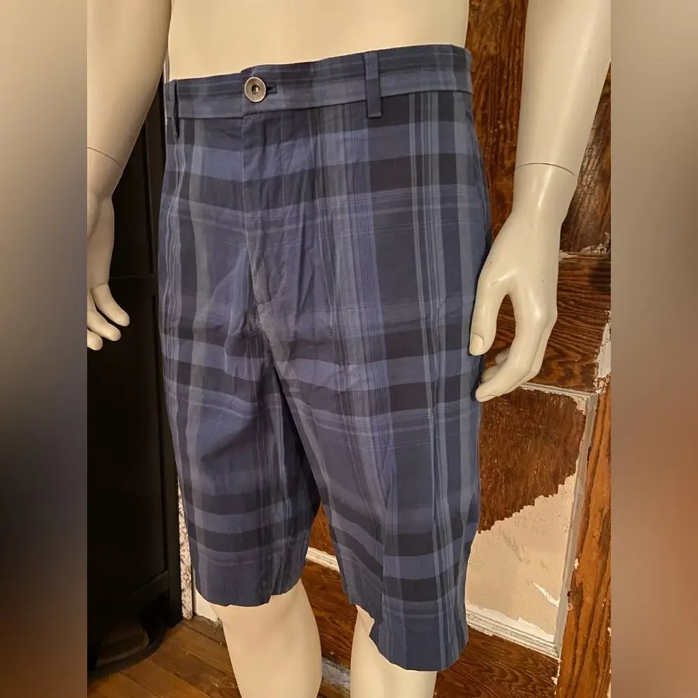 CALVIN KLEIN Blue Plaid Bermuda Shorts Mens sz 34 (NWT)
